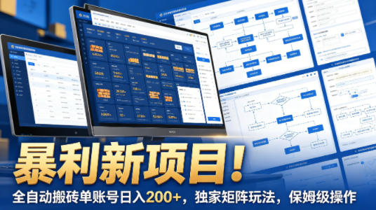 暴利新项目！全自动搬砖单账号日入200+，独家矩阵玩法，保姆级操作【揭秘】-点子口袋网