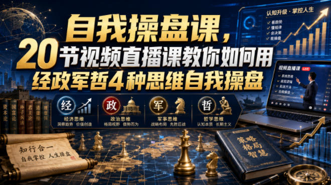 自我操盘课，20节视频直播课教你如何用经政军哲4种思维自我操盘-点子口袋网