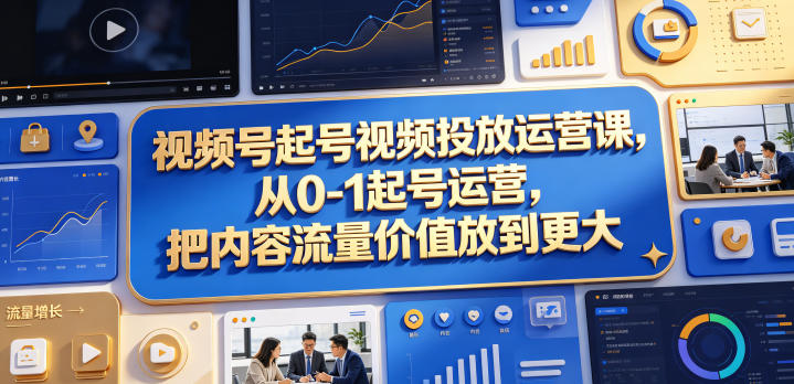 视频号起号视频投放运营课，从0-1起号运营，把内容流量价值放到更大-点子口袋网