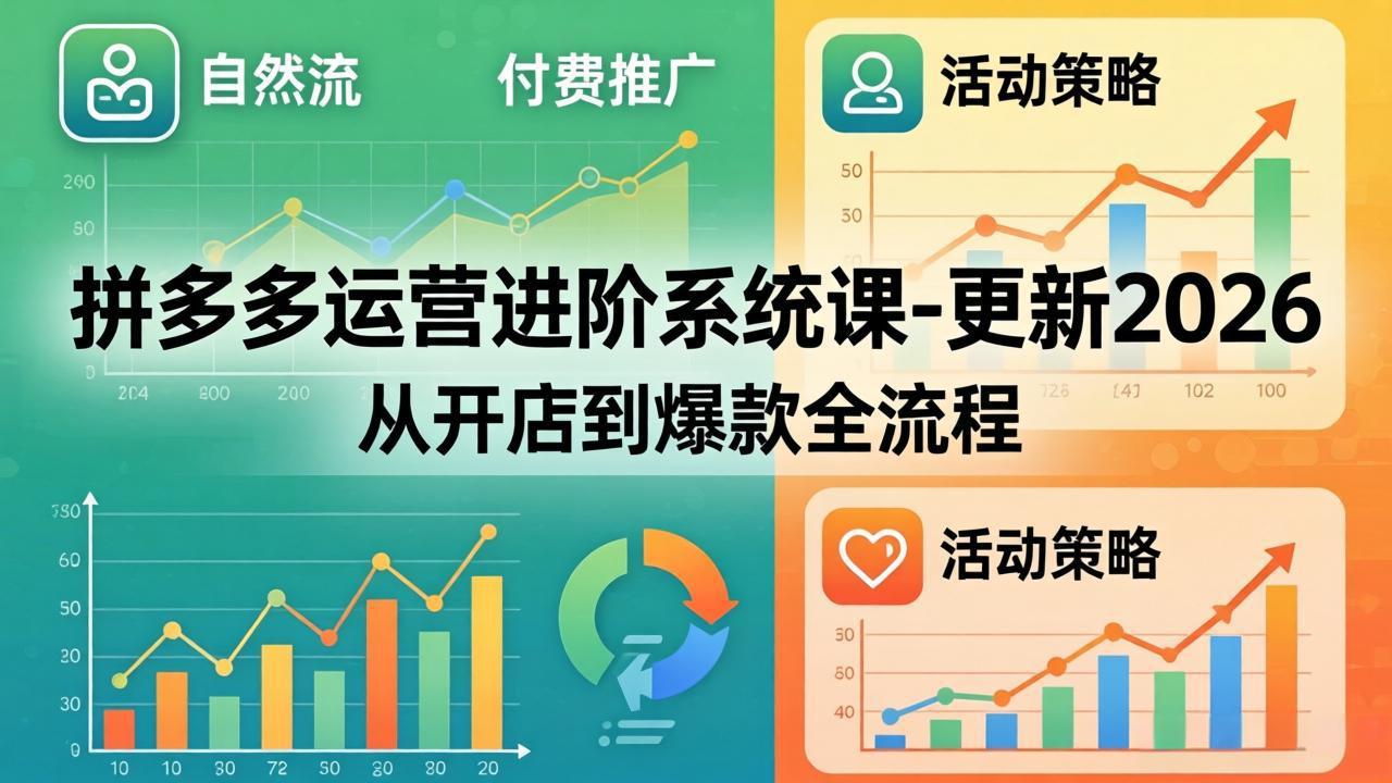 拼多多运营进阶系统课-更新2026：从开店到爆款全流程，自然流+付费推广+活动策略-点子口袋网