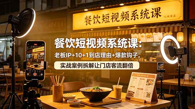（18712期）餐饮短视频系统课：老板IP+10+1到店理由+爆款钩子，实战案例拆解让门店客流翻倍-点子口袋网