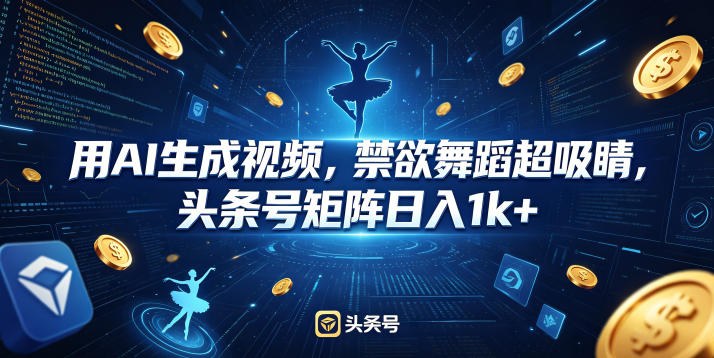 用AI生成视频，禁欲舞蹈超吸睛，头条号矩阵日入1k+-点子口袋网