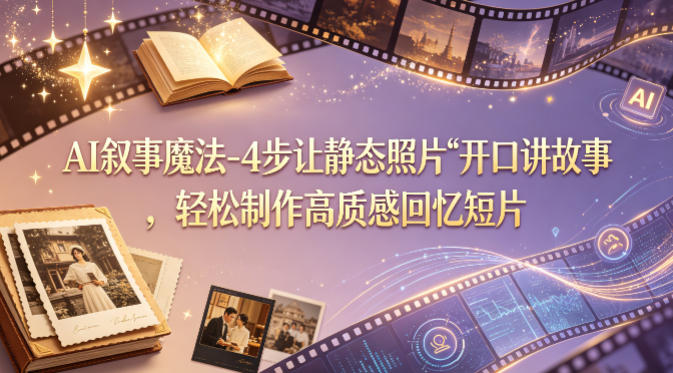 AI叙事魔法-4步让静态照片“开口讲故事”，轻松制作高质感回忆短片-点子口袋网