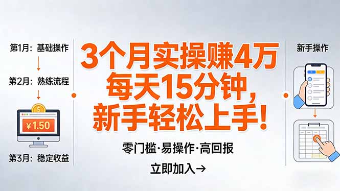 我3 个月实操赚了 4 万 ，每天操作15分钟，新手也能轻松上手！-点子口袋网