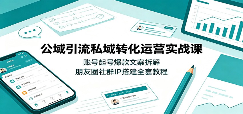 公域引流私域转化运营实战课：账号起号爆款文案拆解，朋友圈社群IP搭建全套教程-点子口袋网