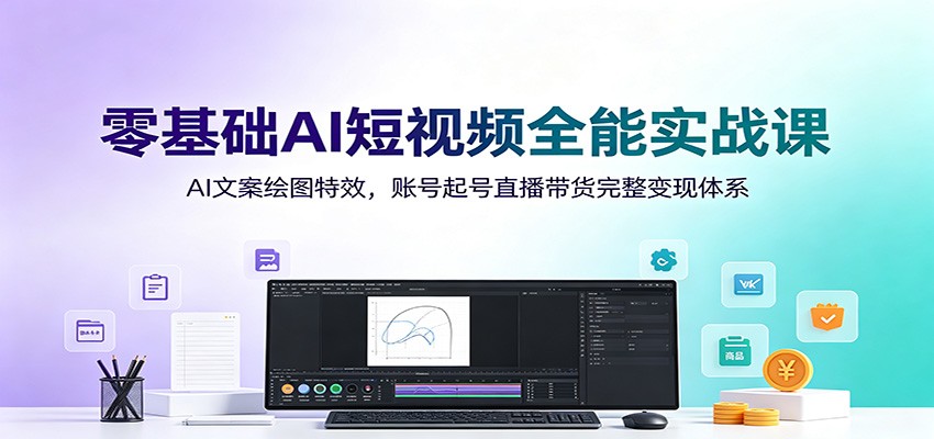 零基础AI短视频全能实战课：AI文案绘图特效，账号起号直播带货完整变现体系-点子口袋网