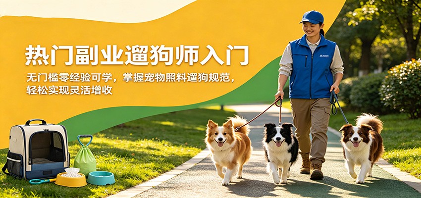 热门副业遛狗师入门，无门槛零经验可学，掌握宠物照料遛狗规范，轻松实现灵活增收-点子口袋网