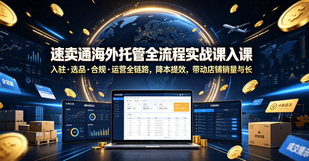 速卖通海外托管全流程实战课入驻・选品・合规・运营全链路，降本提效，带动店铺销量与收益增长-点子口袋网