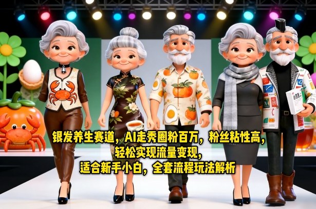 银发养生赛道，AI走秀圈粉百万，粉丝粘性高，轻松实现流量变现，适合新手小白，全套流程玩法解析-点子口袋网