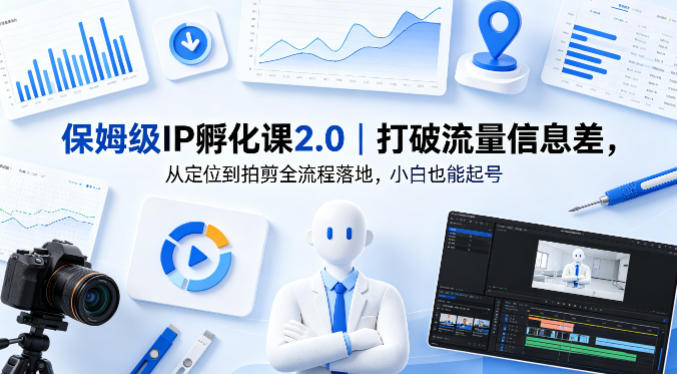 保姆级IP孵化课2.0｜打破流量信息差，从定位到拍剪全流程落地，小白也能起号-点子口袋网