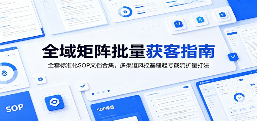 全域矩阵批量获客指南：全套标准化SOP文档合集，多渠道风控基建起号截流扩量打法-点子口袋网