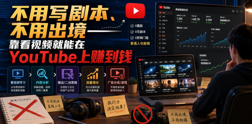 不用写剧本、不用出境——靠看视频就能在YouTube上賺到钱【原创双语字幕】-点子口袋网