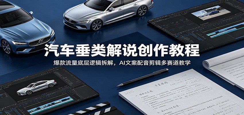 汽车垂类解说创作教程：爆款流量底层逻辑拆解，AI文案配音剪辑多赛道教学-点子口袋网