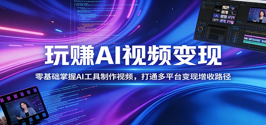 玩赚AI视频变现，零基础掌握AI具制作视频，打通多平台变现增收路径-点子口袋网
