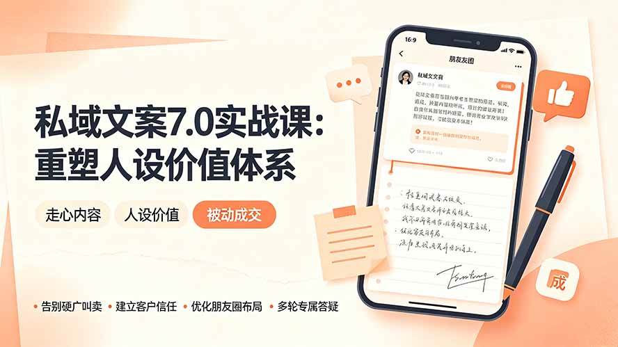 （19313期） 私域文案实战课7.0：重塑人设价值体系｜-告别硬广推销×走心内容×自我价值塑造，实现被动成交-点子口袋网