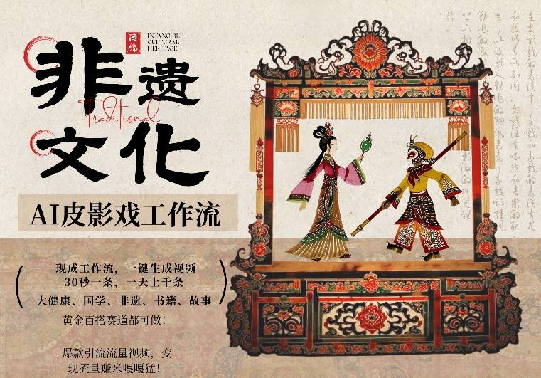 AI一键生成民俗文化非遗皮影戏视频，一刀不剪无需剪辑，30S一条，一天上百条，流量财富嘎嘎猛-点子口袋网