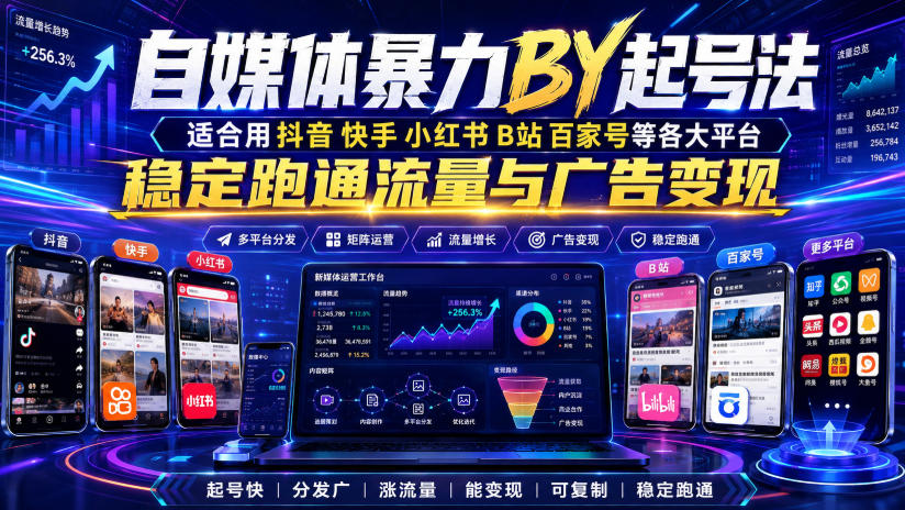 自媒体暴力搬运起号法，适合用抖音快手小红书B站百家号等各大平台，稳定跑通流量与广告变现-点子口袋网
