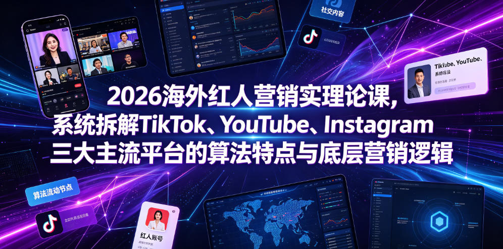 2026海外红人营销实理论课，系统拆解TikTok、YouTube、Instagram三大主流平台的算法特点与底层营销逻辑-点子口袋网