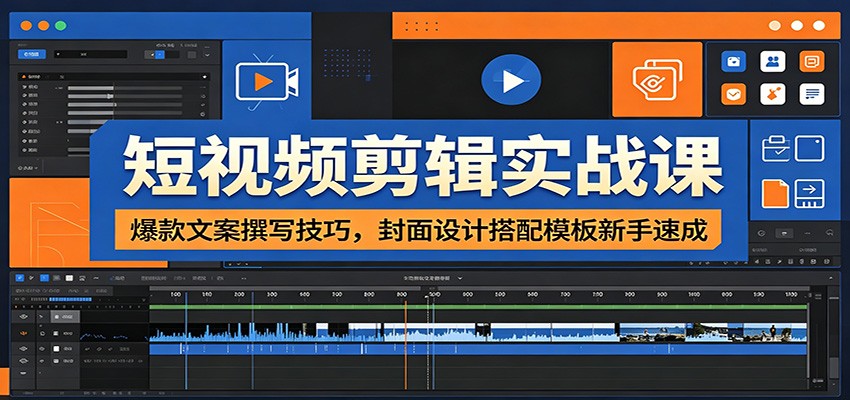 短视频剪辑实战课：爆款文案撰写技巧，封面设计搭配模板新手速成-点子口袋网