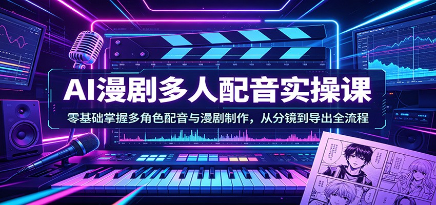 AI漫剧多人配音实操课：零基础掌握多角色配音与漫剧制作，从分镜到导出全流程-点子口袋网