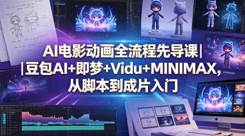 AI电影动画全流程先导课｜豆包AI+即梦+Vidu+MINIMAX，从脚本到成片入门-点子口袋网