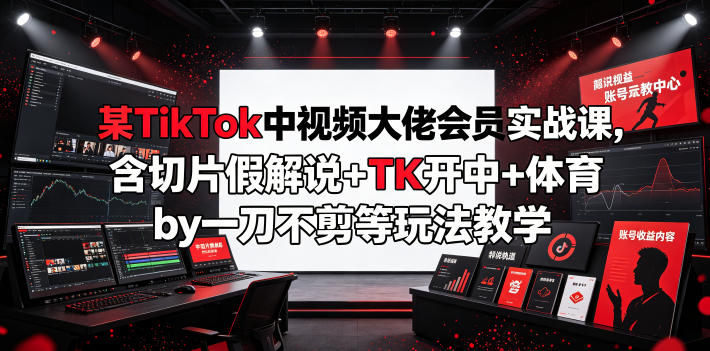 某TikTok中视频大佬会员实战课，含切片假解说+TK开中+体育by一刀不剪等玩法教学-点子口袋网