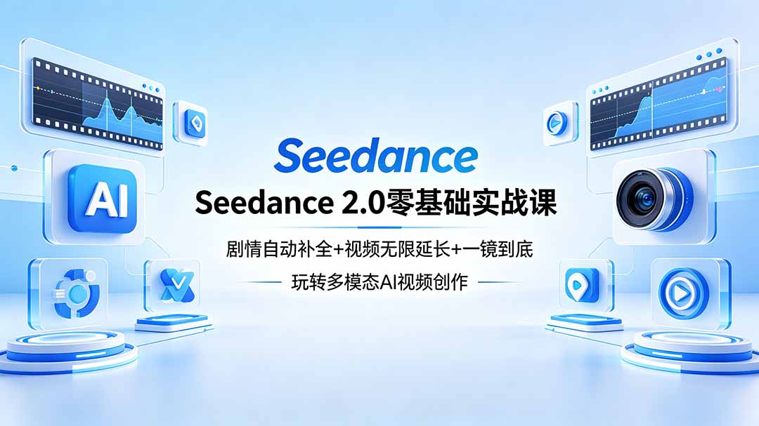 Seedance 2.0零基础实战课：剧情自动补全+视频无限延长+一镜到底：玩转多模态AI视频创作-点子口袋网