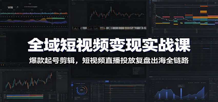 全域短视频变现实战课：爆款起号剪辑，短视频直播投放复盘出海全链路-点子口袋网