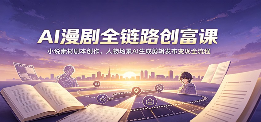 AI漫剧全链路创富课：小说素材剧本创作，人物场景AI生成剪辑发布变现全流程-点子口袋网