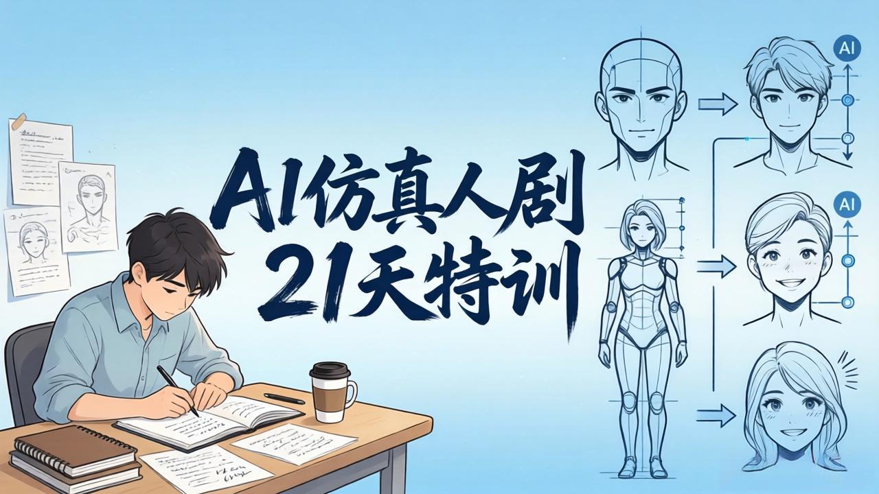 AI仿真人剧21天特训-更新：从剧本到成片全流程实战，掌握角色一致性与变现方法-点子口袋网