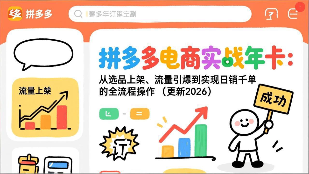 拼多多电商实战年卡：从选品上架、流量引爆到实现日销千单的全流程操作(更新2026年3月-点子口袋网