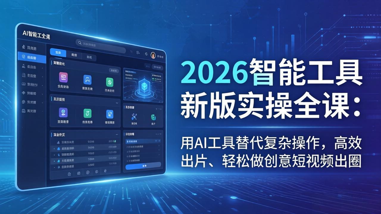 2026智能工具新版实操全课：用AI工具替代复杂操作，高效出片、轻松做创意短视频出圈-点子口袋网
