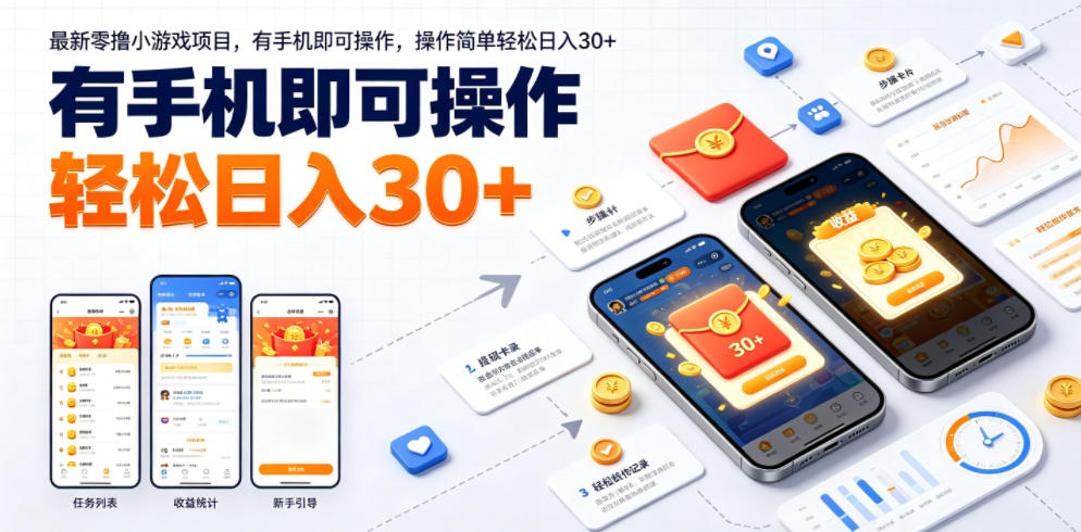 最新零撸小游戏项目，有手机即可操作，操作简单轻松日入30+-点子口袋网