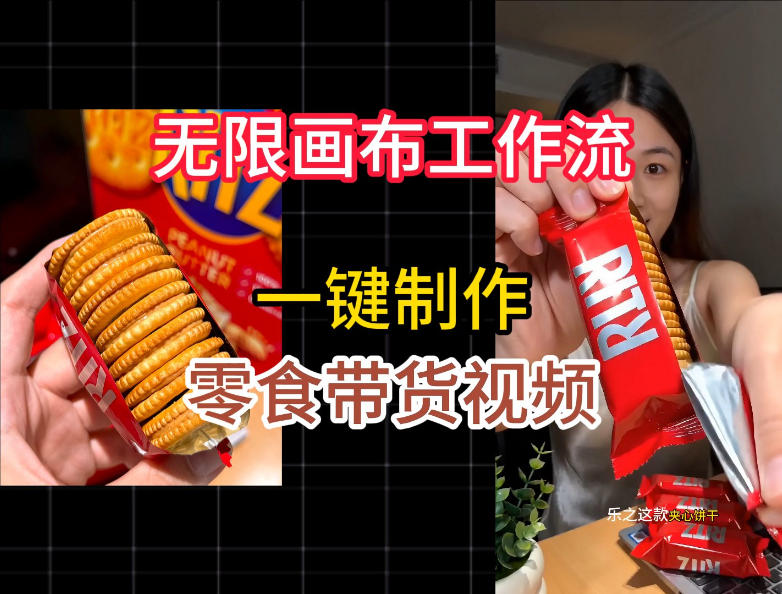 无限画布工作流一键制作零食带货视频，操作简单实操教学-点子口袋网