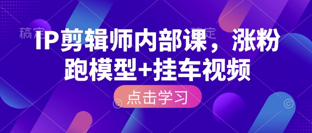 IP剪辑师内部课，涨粉跑模型+挂车视频(更新)-点子口袋网
