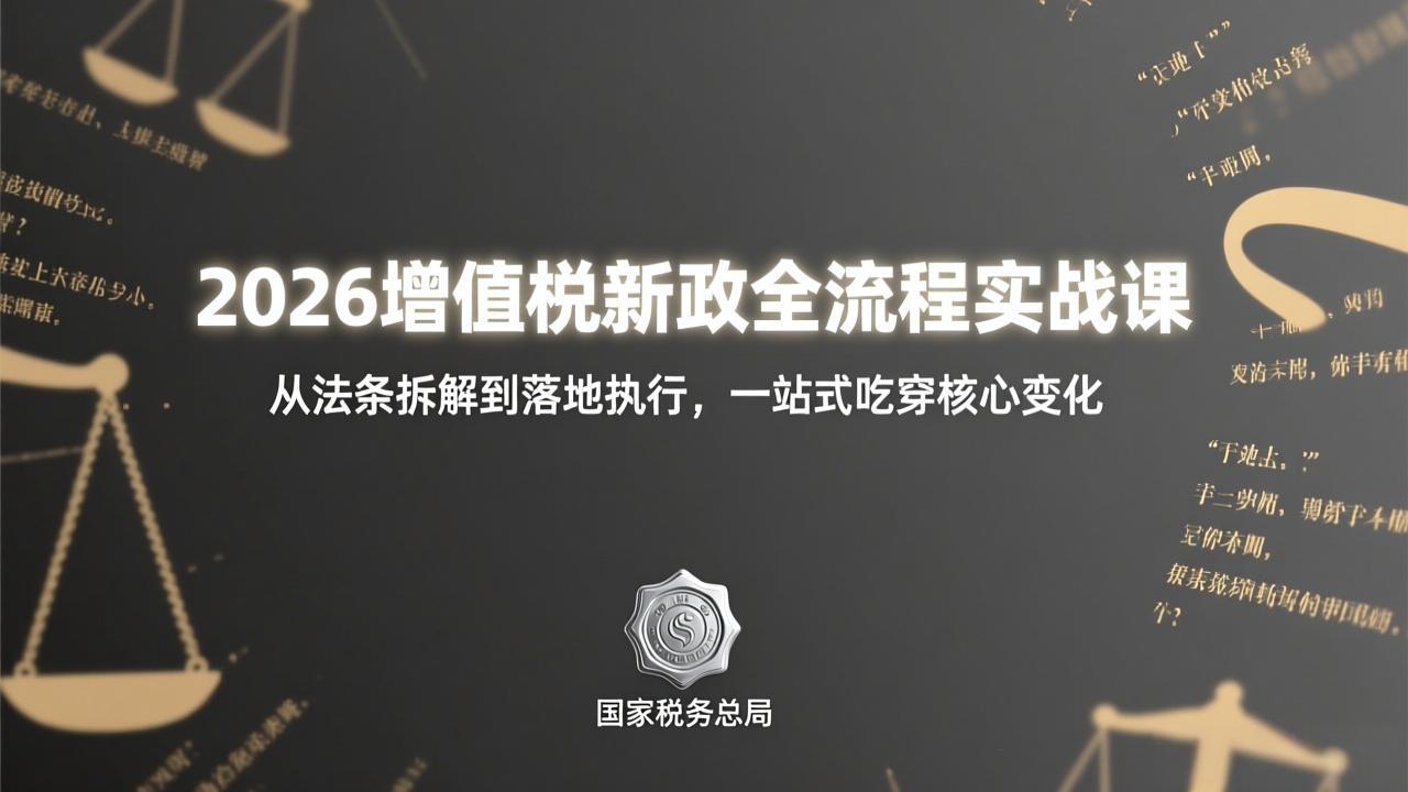 2026增值税新政全流程实战课：从法条拆解到落地执行，一站式吃透核心变化-点子口袋网