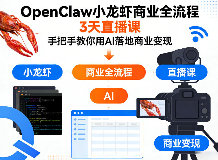 OpenClaw小龙虾商业全流程3天直播课，手把手教你用AI落地商业变现-点子口袋网