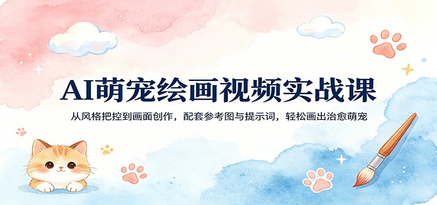 AI萌宠绘画视频实战课：从风格把控到画面创作，配套参考图与提示词，轻松画出治愈萌宠-点子口袋网