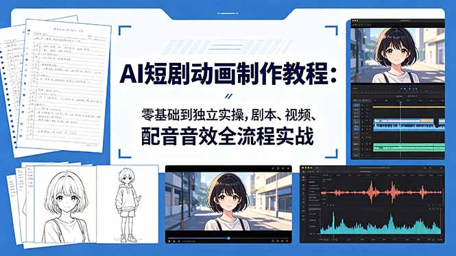 AI短剧动画制作教程：零基础到独立实操，剧本、视频、配音音效全流程实战-点子口袋网