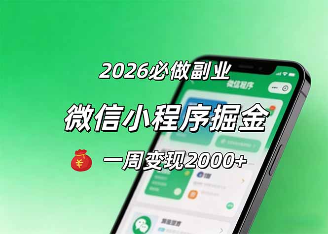 2026微信小程序掘金，简单好上手，一周变现2000+-点子口袋网