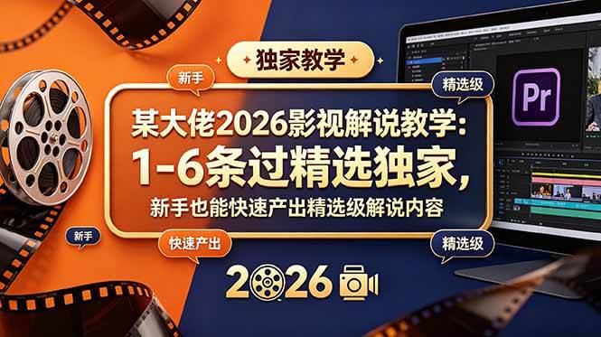 （18946期）某大佬2026影视解说教学：1-6条过精选独家，新手也能快速产出精选级解说内容-点子口袋网