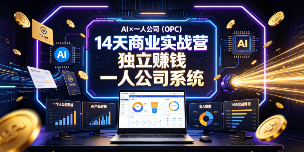 AI×一人公司（OPC）14天商业实战营，用AI帮你搭建一个属于你自己的、能独立賺钱的一人公司系统-点子口袋网