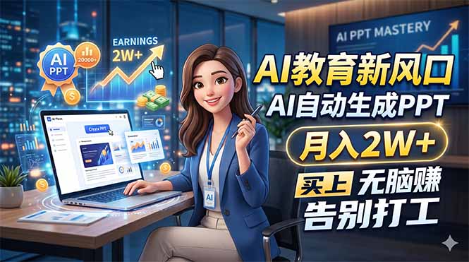 AI教育新风口，AI自动生成PPT，月入2W+，无脑赚，告别打工-点子口袋网