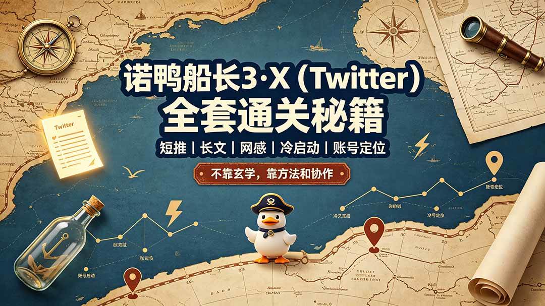 （19215期）诺鸭船长3·X（Twitter）全套通关秘籍，短推、长文、网感、冷启动、账号定位，不靠玄学，靠方法和协作-点子口袋网