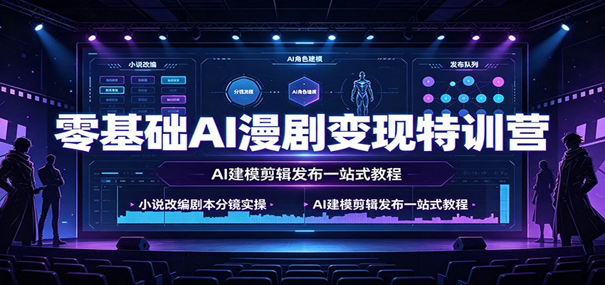 零基础AI漫剧变现特训营：小说改编剧本分镜实操，AI建模剪辑发布一站式教程-点子口袋网