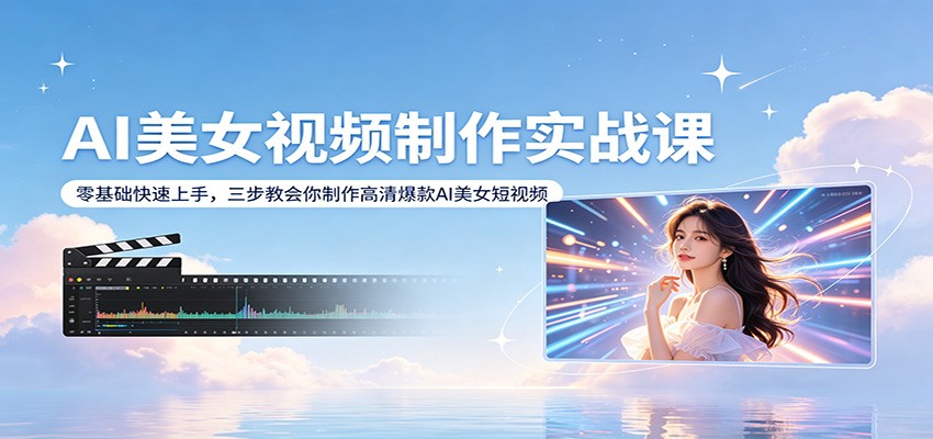 AI美女视频制作实战课：零基础快速上手，三步教会你制作高清爆款AI美女短视频-点子口袋网