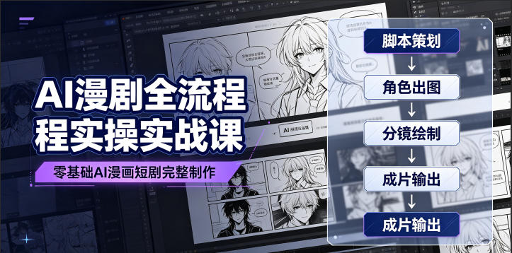 AI漫剧全流程实操实战课｜零基础AI漫画短剧完整制作、脚本出图成片全链路落地教程-点子口袋网