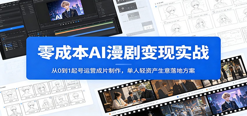 零成本AI漫剧变现实战：从0到1起号运营成片制作，单人轻资产生意落地方案-点子口袋网