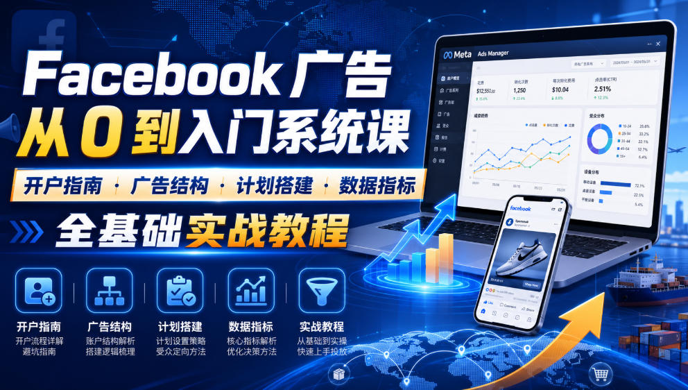 Facebook广告新手从0到入门系统课｜开户指南・广告结构・计划搭建・数据指标全基础实战教程-点子口袋网