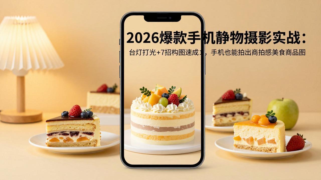 2026爆款手机静物摄影实战：台灯打光+7招构图速成，手机也能拍出商拍感美食商品图-点子口袋网